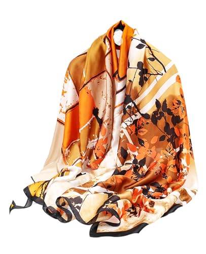 Hioyiwse Shawl Scarf For Women Lightweight Scarves Floral Pattern Formal Evening Dressesformal Shawl Summer Wraps - color: E35-antumn Leaves（70.8"x35.4")