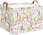 Rectangle Storage Basket with Handles,Collapsible Storage Bin,Books Box,Gift Basket(Flowering Shrubs) - color: Flowering Shrubs