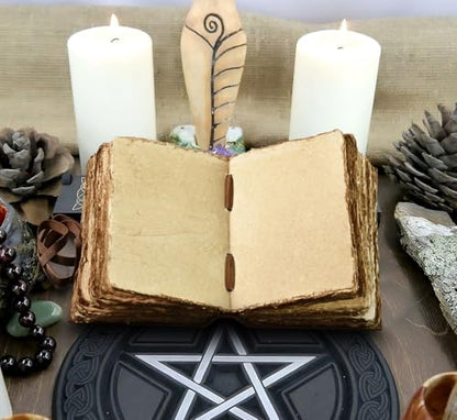Urooj Handicraft 400 Page Book Of Shadows journal blank dream catcher with owl leather witchcraft books grimoire spell sketchbook college poetry personal notebooks (Owl 2) - color: Owl 2