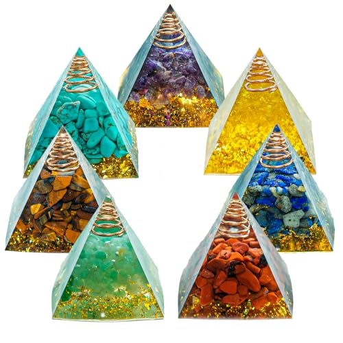 1.57inches Mini Natural Crystal Pyramid Energy Generator Quartz Amethyst Chakra Crystal Pyramid Meditation Tool Home Decoration Ornaments Gifts (Colour Mixture 1.57 inch 7pcs) - color: Colour Mixture 1.57 Inch 7pcs