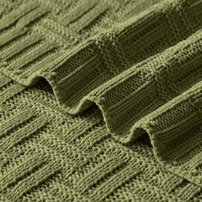 Aormenzy 50x60 Cozy Acrylic Cable Knit Blanket for Couch, Sofa, Bed, Olive Green (1.7lb) - color: Olive Green