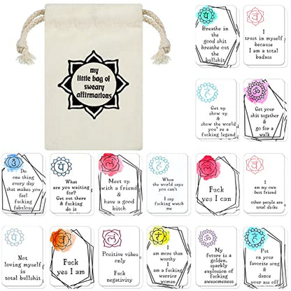 Geyee 32 Pcs Affirmation Cards for Women Funny Gift Encouragement Motivational Positive Swear Inspiration Self Affirmation Cards for Self Improvement Anxiety Relief