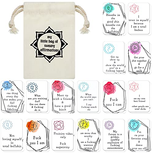 Geyee 32 Pcs Affirmation Cards for Women Funny Gift Encouragement Motivational Positive Swear Inspiration Self Affirmation Cards for Self Improvement Anxiety Relief