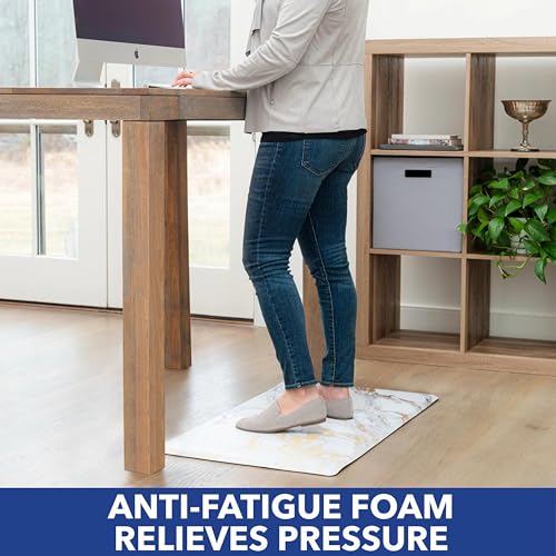 SoHome Cozy Living Anti Fatigue Mat Kitchen Mat Non Slip Stain Resistant Easy Clean 1/2 Inch Thick Kitchen Floor Mats, Marble Gold 17.5" x 30" - color: Gold, size: 30"L x 17.5"W x 0.5"Th