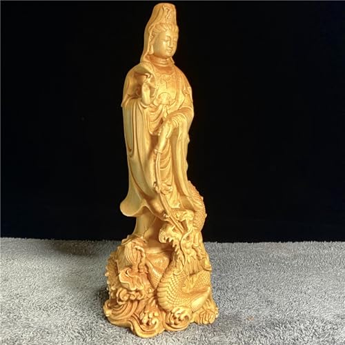 Antique Guan Yin Statue Decoration Zen Meditation Wood Carving Decoration Living Room, Spa or Yoga Studio, Center, Decorative Book, Living Room, Bedroom Decor