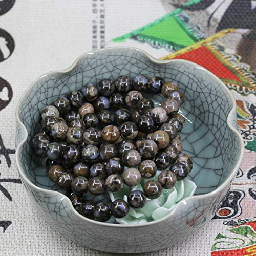 Keleny Fashion Crystal Man Women Stretch Bracelet 10mm Round Beads Rock Jasper 7 Inch Unisex - color: Blue Llanite
