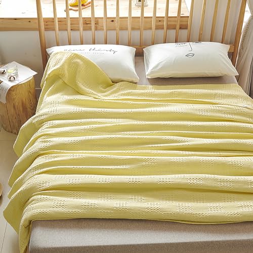 LGYKUMEG 100% Cotton Knitted Throw Blanket 40×60 inch,Lightweight Washed Cotton Blanket - Cotton Breathable All-Season Knit Throw Blankets for Bed and Couch.