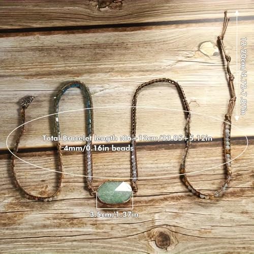 Handmade Boho Wrap Bracelets Natural Turquoise Crystal Stone Variety Beaded Strand Bracelet - color: Topaz
