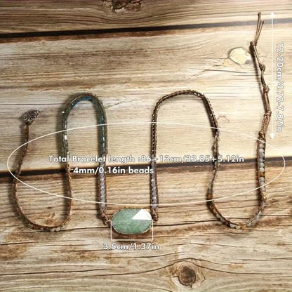 Handmade Boho Wrap Bracelets Natural Turquoise Crystal Stone Variety Beaded Strand Bracelet - color: Gray 2