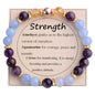 KSQS Healing Stone Bead Bracelet for Women, Natural Gemstones Balance Protection Bracelet, Spiritual Crystal Beads Bracelet Anxiety Relief with Meaning Card - style: Strength
