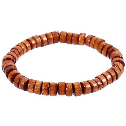 COLORFUL BLING Handmade Wooden Prayer Beaded Bracelet for Men Women Tibetan Buddhist Meditation Mala Beaded Stretch Bracelet Bangle Wood Jewelry - color: 12pcs