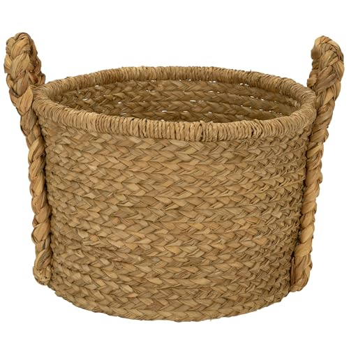 Household Essentials Large Wicker Floor Storage Basket with Braided Handle, Light Brown 19''x 25'' - style: Round