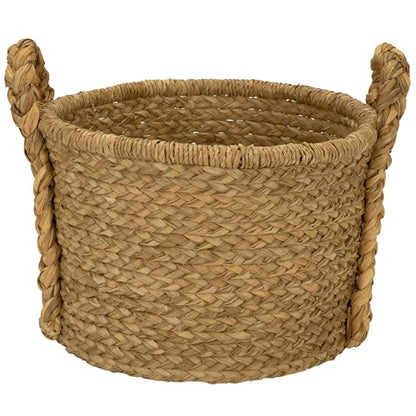 Household Essentials Large Wicker Floor Storage Basket with Braided Handle, Light Brown 19''x 25'' - style: Round