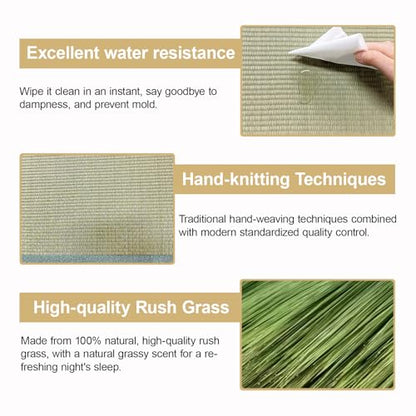 Japanese Tatami Mat, Tatami, Rug, Foldable Mattress, Roll up Rug, Japanese Floor Mattress, Floor Sleeping Japanese Futon Mattress, Meditation Yoga, Zen - size: Green 100×200×3.5cm