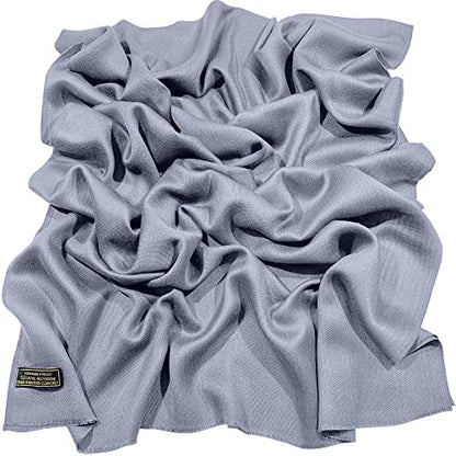 CJ Apparel Solid Color Fringe Design Fringe Shawl Scarf Wrap Stole Throw Head Wrap Pashmina Gift Hand Made in Nepal New - color: Grey Fc1054