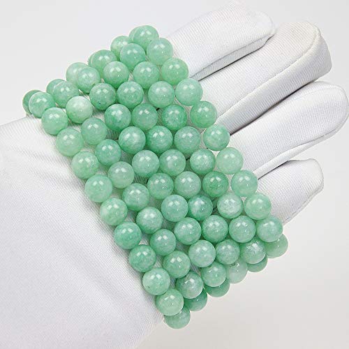 MJDCB Featured Men Women 8mm Beads Bracelet Elastic Natural Stone Yoga Bracelet Bangle 6.7" - color: Burmese Green Jade