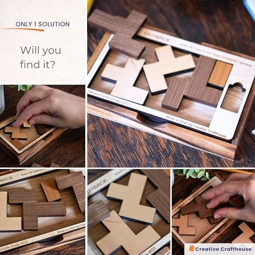 Creative Crafthouse Impossible Outback Puzzle - Multi Color Brain Teaser for Adults, 5-Piece Hard Wooden Puzzle, Difficult Puzzle Game Gift, Hard Brain Teasers - style: Brain teaser