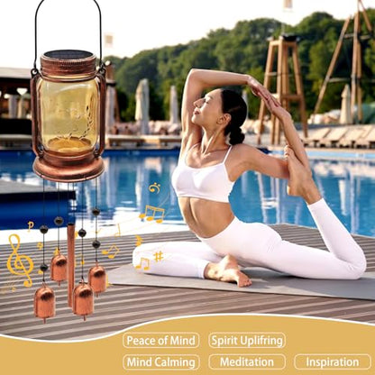 Solar Wind Chimes for Outside, Birthday Mother' s Day Gifts for Mom Women Grandma,Solar Mason Jar Wind Chime Light Unique Hanging Wind Chimes Outdoor,IP65 Waterproof, Yard Garden Terrace Courtyard - size: 1 pack-Mason jar wind chime