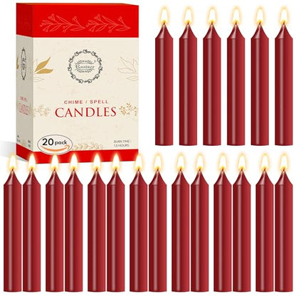 Raajsee Unscented Mini Taper Candles Pack of 20, Red | 5 Inches (H) Dinner Candle Sticks| Smokeless, and Dripless| Paraffin Wax with Cotton Wicks | Long Burning Time - color: Red, size: 5 Inch - Pack of 20