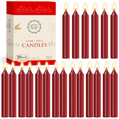 Raajsee Unscented Mini Taper Candles Pack of 20, Red | 5 Inches (H) Dinner Candle Sticks| Smokeless, and Dripless| Paraffin Wax with Cotton Wicks | Long Burning Time - color: Red, size: 5 Inch - Pack of 20