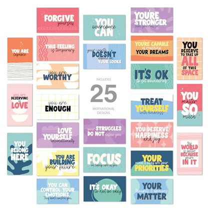 Canopy Street Strong Mental Health Mini Quote Cards / 50 Motivational Kindness Cards / 25 Vibrant Uplifting Designs / 2" x 3.5" Flat Business Card Size/Small Inspirational Daily Quote Cards - color: Strong Mental Health