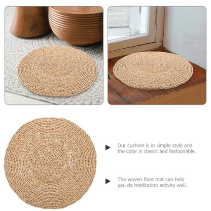 OSALADI Braided Woven Meditation Cushion 20x20cm Natural Straw Floor Pillow Indoor Sitting Pad for Yoga Mindfulness Ceremony Tatami Mat