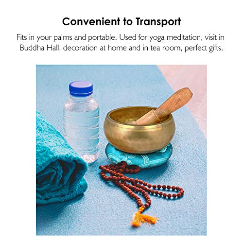 4.2'' Tibetan Meditation Yoga Singing Bowl Set, Hand Hammered Singing Bowl With Mallet & Silk Cushion, For Meditation, Chakra Healing, Prayer, Yoga and Mindfulness