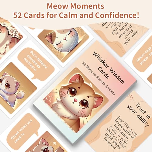 52 Catitude Affirmation Cards Cat Lover Gifts for Women, Self Care Mindfulness Positive Affirmations Cards for Anxiety, Vagus Nerve Stimulation Deck, Cats for Comfort, Stress Relief Gifts for Women