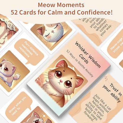52 Catitude Affirmation Cards Cat Lover Gifts for Women, Self Care Mindfulness Positive Affirmations Cards for Anxiety, Vagus Nerve Stimulation Deck, Cats for Comfort, Stress Relief Gifts for Women