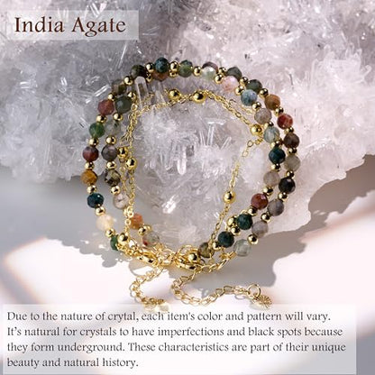 Farfume Crystal Bracelet Beaded Bracelets 4mm Natural Stone Beads Gemstone Handmade Jewelry Gift for Women - color: India Agate-Proteceion