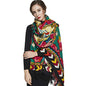 100% Merino Wool Pashmina Shawl for Women 96"x43", Oversized Cashmere Wrap with Tassels, Floral Travel Blanket Cape