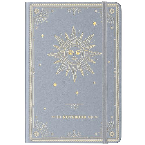 Artfan Ruled Notebook/Journal – Premium Thick Paper Classic Writing Notebook with Pocket + Page Dividers Gifts, Banded, Large, 128 Pages, Hard Cover, Lined (5.3" x 8.26") - Silver Grey - color: Silver Grey