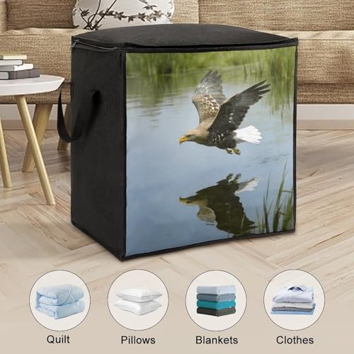Eagle Storage Bag Portable Closet Organizer Storage Bags Quilt Storage Bags with Zippered Breathable Storage Bag with Carry Handles for Blanket Pillow Bedding