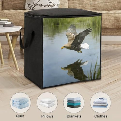Eagle Storage Bag Portable Closet Organizer Storage Bags Quilt Storage Bags with Zippered Breathable Storage Bag with Carry Handles for Blanket Pillow Bedding