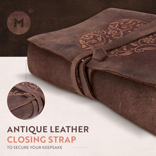 moonster Leather Journal with Embossed Heart Shape - Non Refillable 8x6″ Lined Notebook - 400 Pages College Ruled Kraft Paper - Inspirational Small Notebook - Leather Journals for Women - size: 8" x 6"