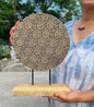 Rustic Natural Wooden Tabletop Decoration Lotus Flower - Asian Theme Handcrafted Elegance for Your Home Decor (White)