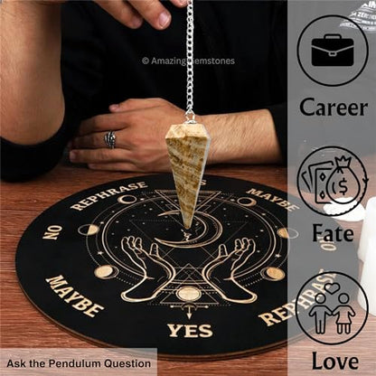 Amazing Gemstone Aragonite Crystal Pendulum for Divination - Certified Dowsing Crystals and Healing Stones for Chakra Balancing and Meditation - Enhance Reiki Spiritual Growth - color: Aragonite