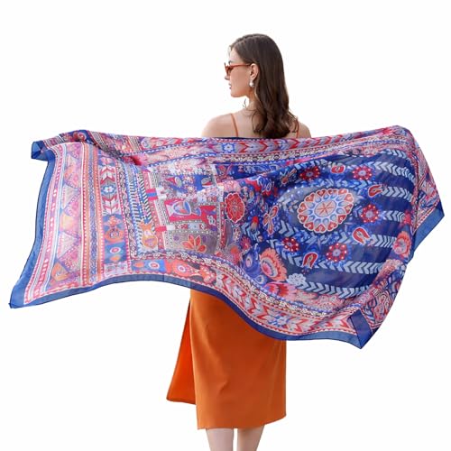 DANA XU Women's 100% Mulberry Silk Pashmina Shawl and Wraps Extra Large Floral Scarf for Evening Dresses, Soft Oversized - color: Blush Pink Floral
