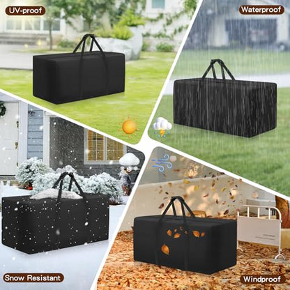 Outdoor Patio Cushion Storage Bag - Waterproof Large Patio furniture Cushion Organizer Storage Bag with Handle and Zipper, 55" L x 24" W x 24" H Big Foldable Duffle Cover - size: 55" L x 24" W x 24"