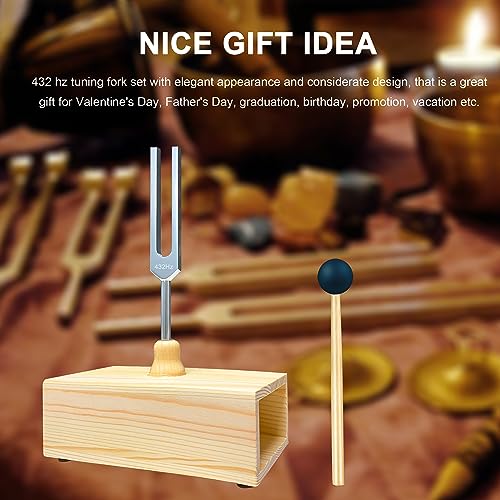432 Hz Tuning Fork with Resonance Box, Aluminum Alloy, Wooden Speaker, Ideal for Sound Healing, SPA Aromatherapy, Tuning Fork Resonance Teaching, Hearing Tests, Meditation etc - size: 432 hz (wood)