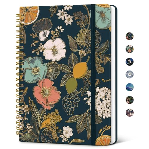Taja Lined Spiral Journal Notebook for Women, A5 Cute College Ruled Hardcover Notebook for Work & Note Taking, Pretty Journal for Writing, 140 Pages, Citrus Bloom - color: r-Citrus Bloom