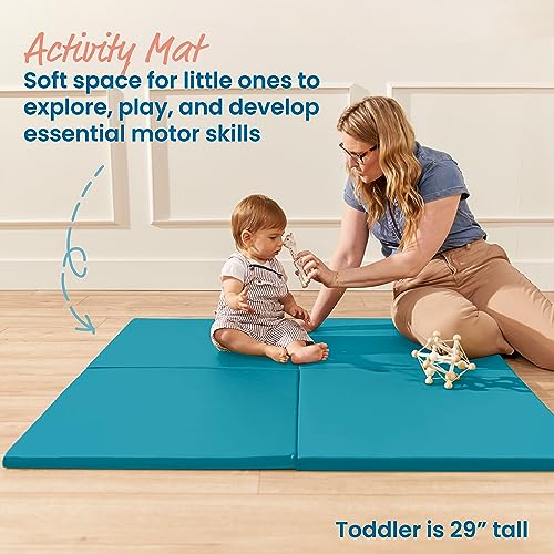 ECR4Kids SoftZone Play Patch Activity Mat Squares, Modular Playmat, Turquoise, 4-Pack - color: Turquoise