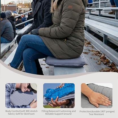 Portable Self-Inflating Seat Cushion, Memory Foam, Travel Airplane Seat Cushion, Suitable for Long Flights, Camping, Stadiums, Offices, Cars & Backpacking