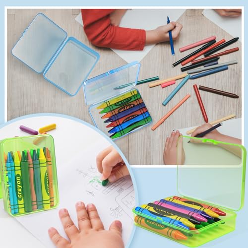16 Pcs Plastic Crayon Box, Mini Plastic Storage Containers with Lid, 4.5x3.4 Inches Clear Rectangle Box Small Storage Boxes for Crafts, Jewelry Beads, Office Supplies (Drak Blue) - color: Drak Blue