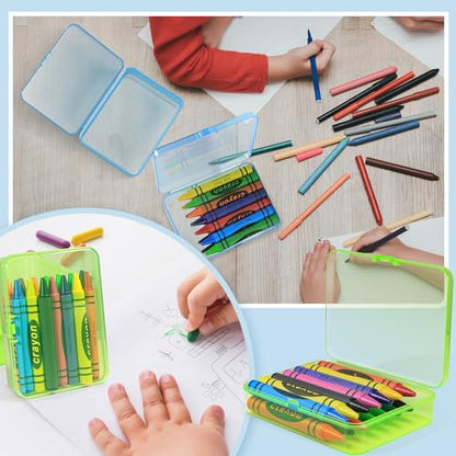 16 Pcs Plastic Crayon Box, Mini Plastic Storage Containers with Lid, 4.5x3.4 Inches Clear Rectangle Box Small Storage Boxes for Crafts, Jewelry Beads, Office Supplies (Drak Blue) - color: Drak Blue