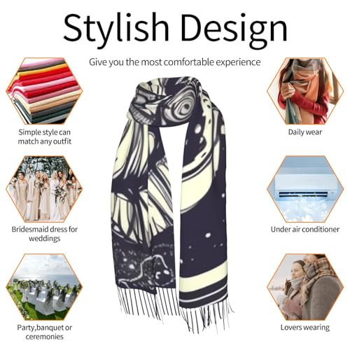 Astronaut Sitting in Yoga Chakra Scarf for Women Warm Soft Scarves Fashion Fringed Shawl Casual Tassel Blanket Scarf - color: Astronaut Sitting in Yoga Chakra