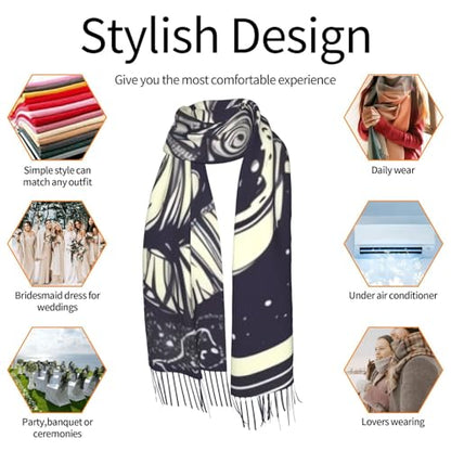 Astronaut Sitting in Yoga Chakra Scarf for Women Warm Soft Scarves Fashion Fringed Shawl Casual Tassel Blanket Scarf - color: Astronaut Sitting in Yoga Chakra