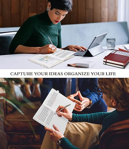 Ansopu Lined Journal Notebook for Writing, A5 100 GSM Thick Paper, Leather Hardcover Journal for Woman Men, Travel Journal Diary 160 Pages(5.75'' X 8.38'' White) - color: White
