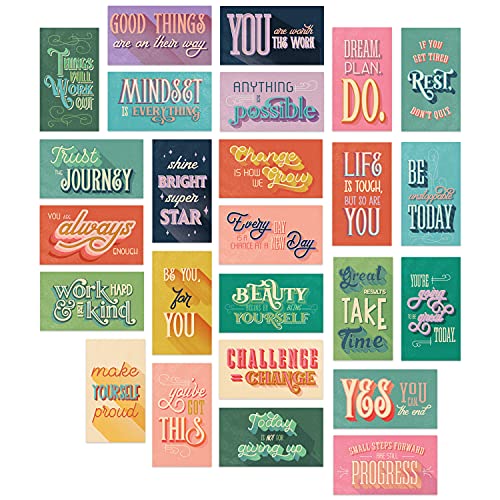 Vintage Word Art Mini Quote Cards / 2" x 3.5" Flat Business Card Size / 50 Uplifting Cards / 25 Small Motivational Encouragement Card Designs/Made In The USA - color: Vintage Art