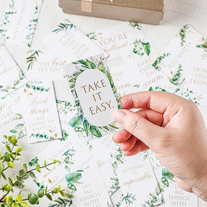 Jinei 300 Inspirational Affirmation Cards Bulk Daily Positive Motivational Gifts Cards Small Mini Encouragement Quotes for Women Coworker Team(Eucalyptus) - style: Eucalyptus